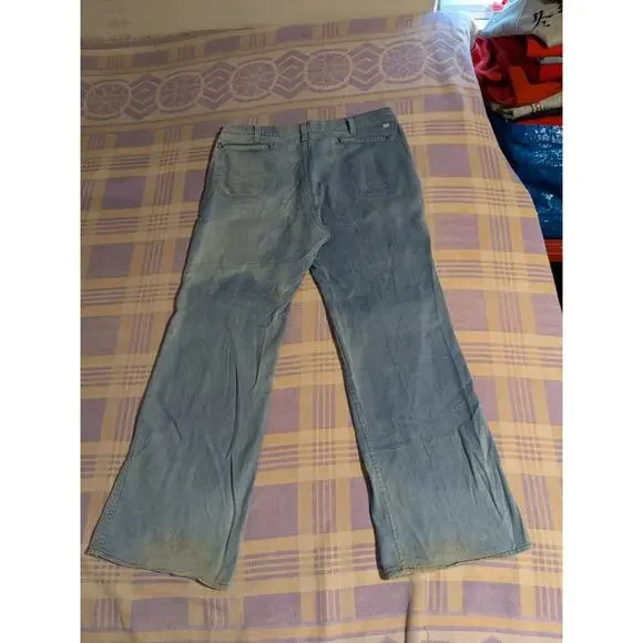 Vintage 70s Levis Flare Bell Bottom Jeans Pants White Tab Painted 36x30 Grateful